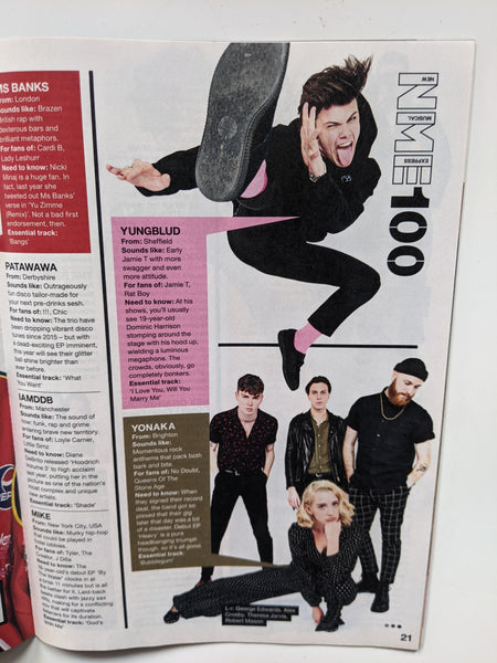 NME Magazine 19/01/2018 YUNGBLUD Pale Waves Yonaka