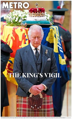 THE METRO UK NEWSPAPER KING CHARLES - QUEEN ELIZABETH II DEATH