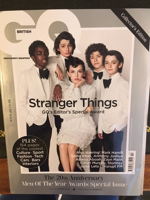 GQ Magazine cover featuring Stranger Things stars Millie Bobby Brown and Finn Wolfhard