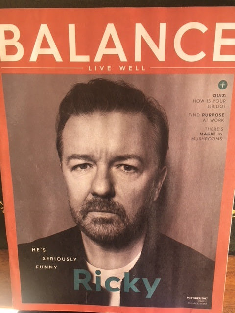 Ricky Gervais ON THE COVER OF BALANCE MAGAZINE