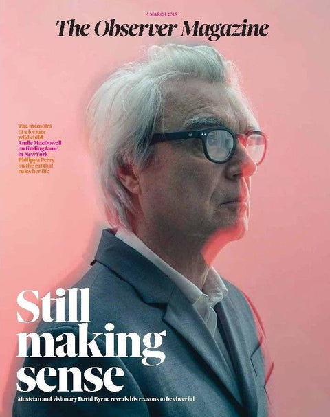 DAVID BYRNE ON THE COVER OF OBSERVER MAGAZINE