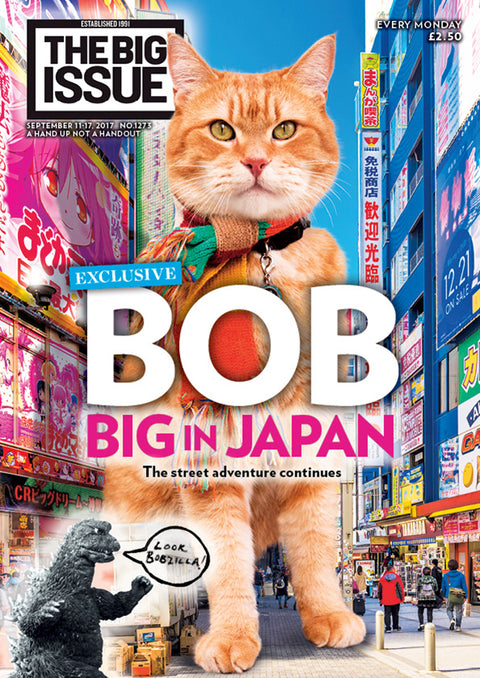 Bob The Cat on the cover of Big Issue Magazine