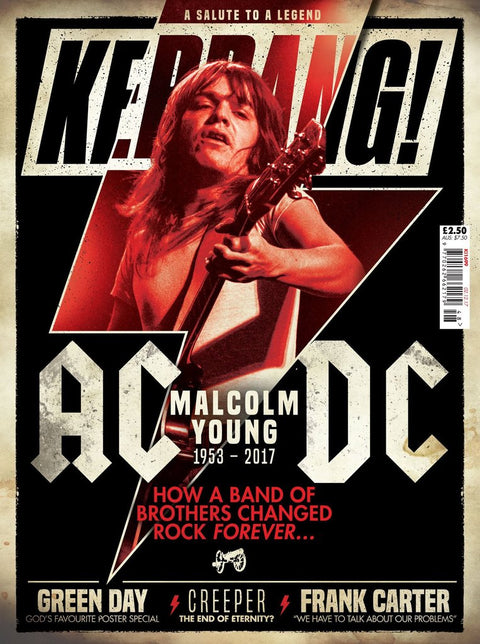 Malcolm Young on the cover of Kerrang!