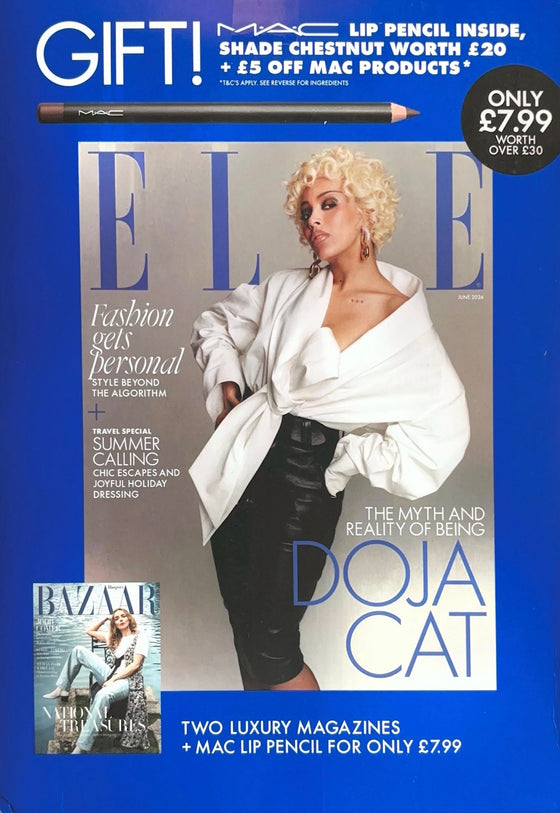 ELLE UK + Harper’s Bazaar UK June 2026 Bundle With FREE MAC Lip Pencil - Doja Cat, Jodie Comer