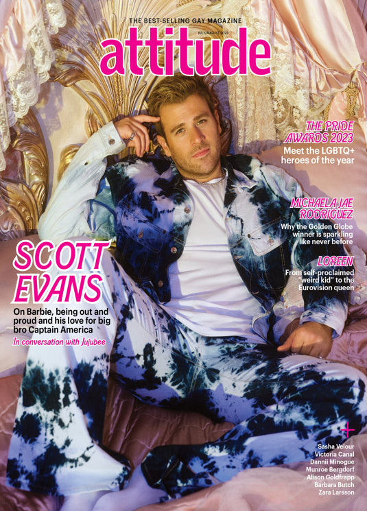 Attitude magazine July/August 2023 Scott Evans Chris Evans Barbie Movie
