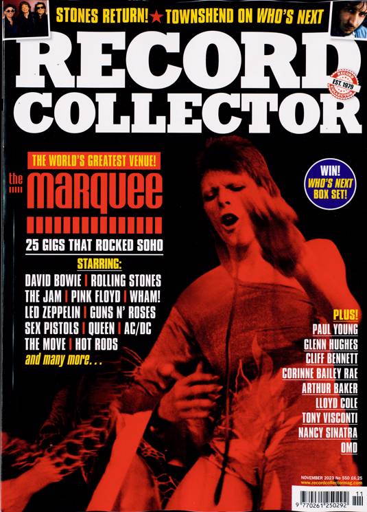 RECORD COLLECTOR MAGAZINE NOVEMBER 2023 David Bowie Glenn Hughes Rolling Stones