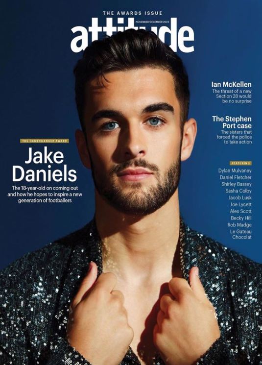 Attitude magazine Nov 2023 JAKE DANIELS Roger Allam Shirley Bassey Bec