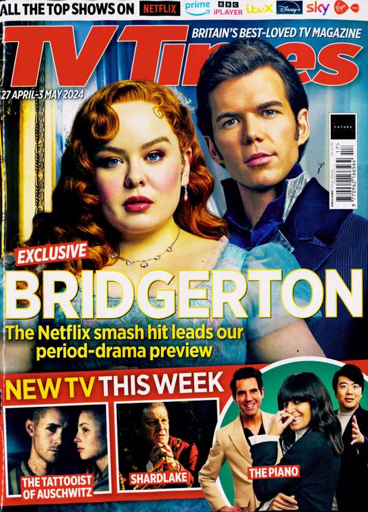 TV TIMES Magazine 27/04/2024 Bridgerton Luke Newton Nicola Coughlan Jonah Hauer-King