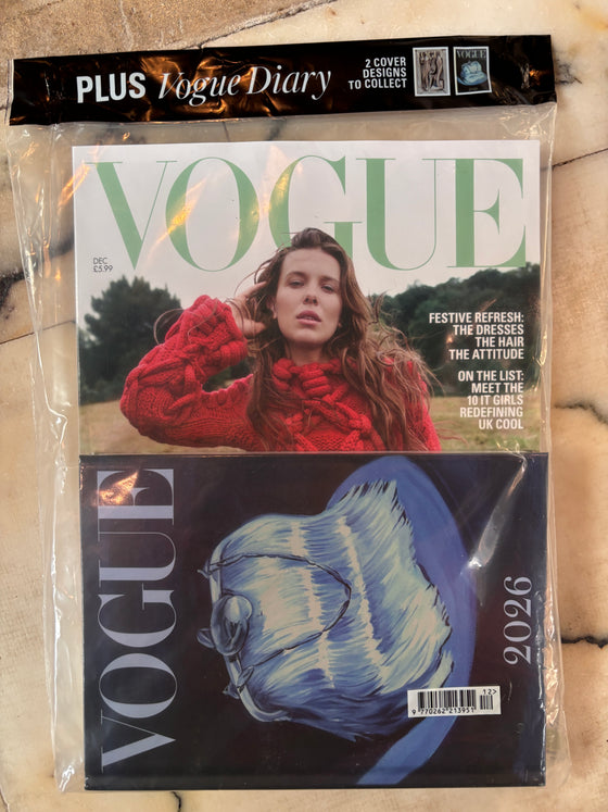 Vogue UK magazine December 2025 Millie Bobby Brown + Vintage Vogue 2026 Diary #2