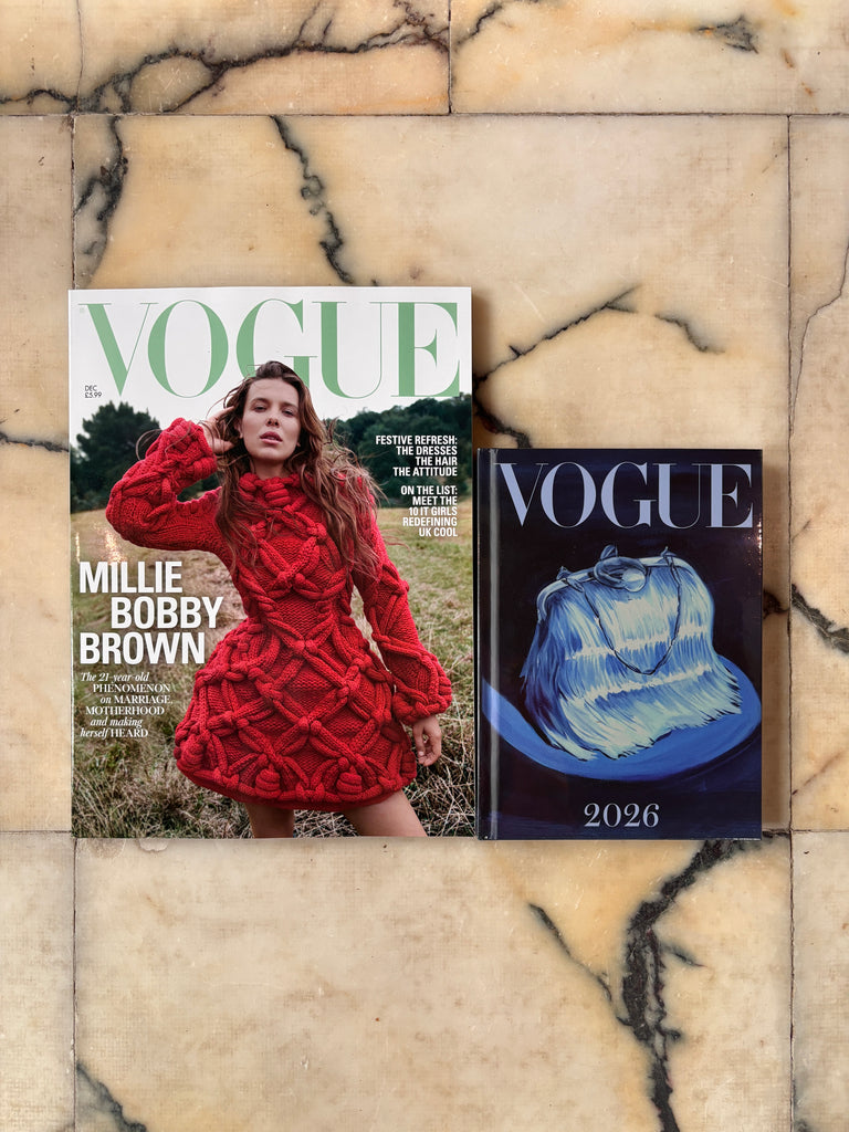 Vogue UK magazine December 2025 Millie Bobby Brown + Vintage Vogue 2026 Diary #2