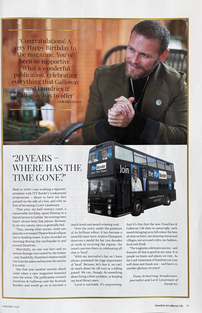 Dumfries & Galloway Life Magazine September 2026 - 20th Anniversary - Sam Heughan