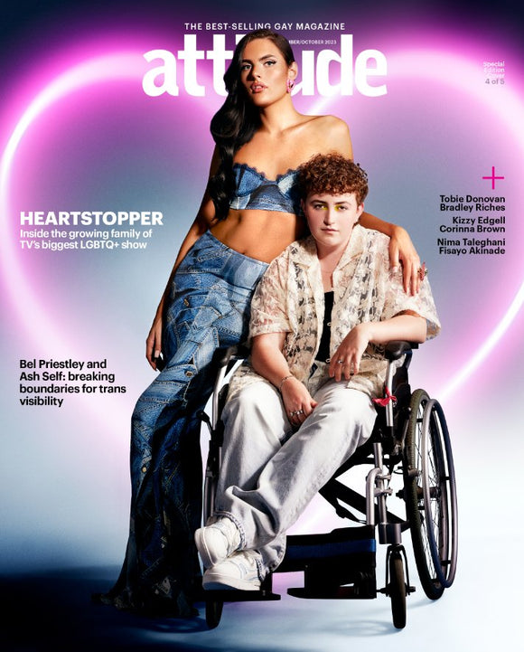 Attitude magazine September/October 2023 Heartstopper Bel Priestley and Ash Self