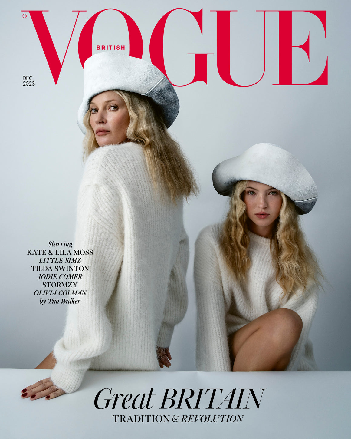 BRITISH Vogue Magazine December 2023: KATE MOSS & LOTTIE Collectors Cover (Slightly Defective cover)