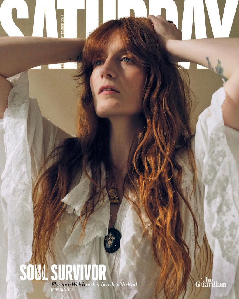 GUARDIAN SATURDAY magazine 27 September 2025 Florence Welch (Label on her face)