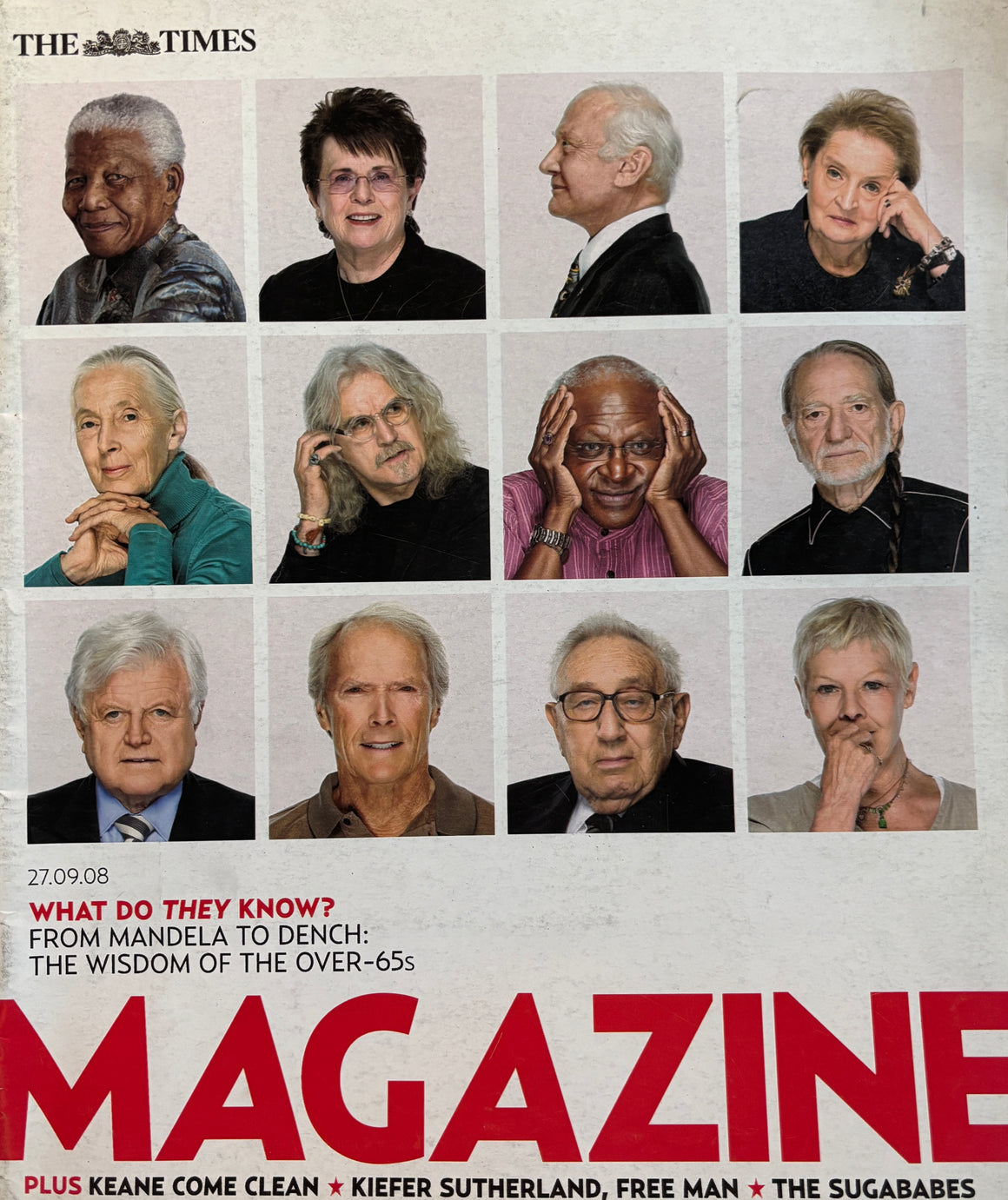 TIMES Magazine 27 September 2008, Judi Dench, Clint Eastwood Kiefer Sutherland