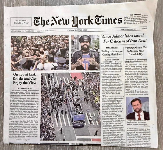 THE NEW YORK TIMES- NEW YORK KNICK PARADE SPECIAL - FRIDAY 19, 2026