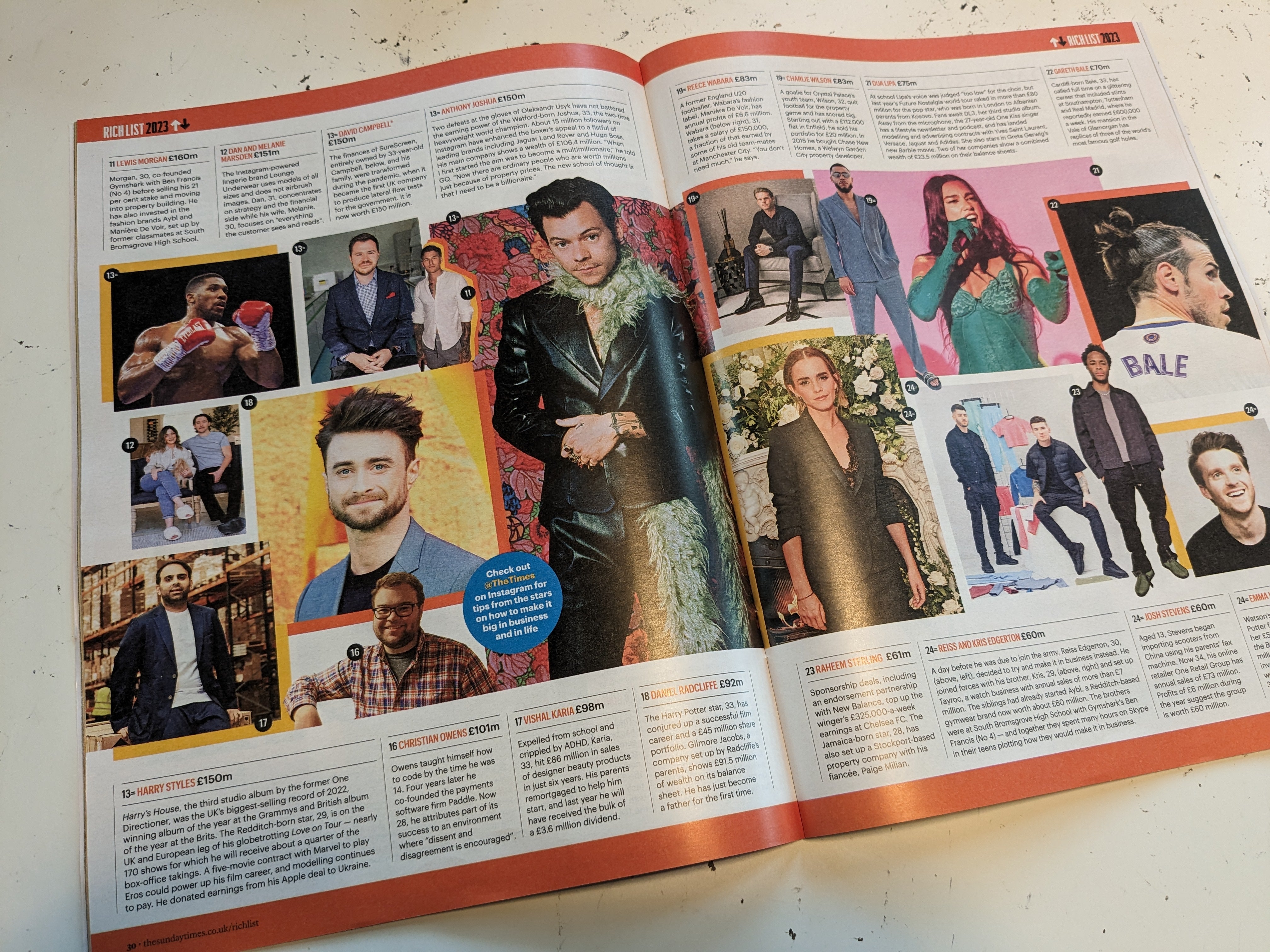 2023 SUNDAY TIMES RICH LIST Magazine Harry Styles Paul McCartney Elton