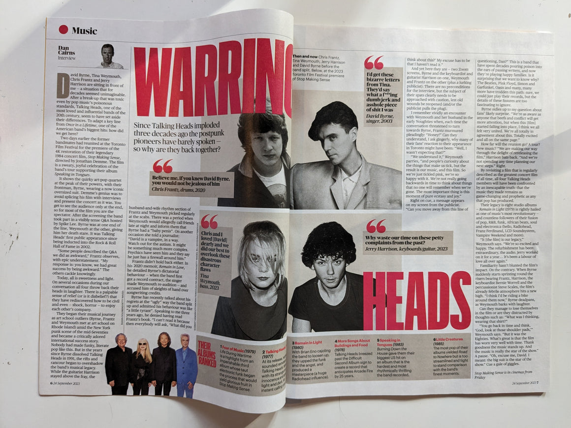CULTURE Magazine 24/09/2023 Talking Heads David Byrne Interview