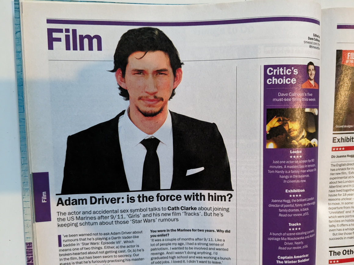 TIME OUT London Magazine 22/04/2014 Adam Driver Interview