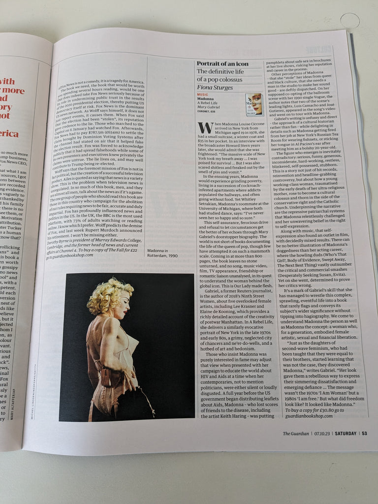 Saturday Guardian Magazine 07/10/2023 Julia Fox Madonna