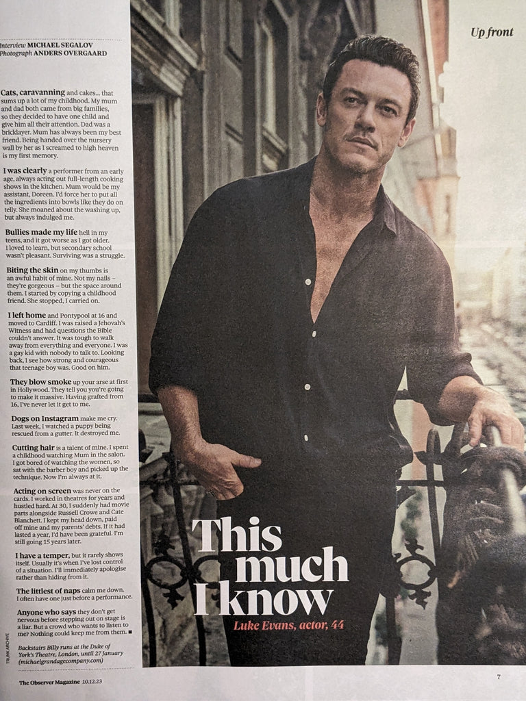 OBSERVER Magazine UK Dec 2023: LUKE EVANS Laura Smyth
