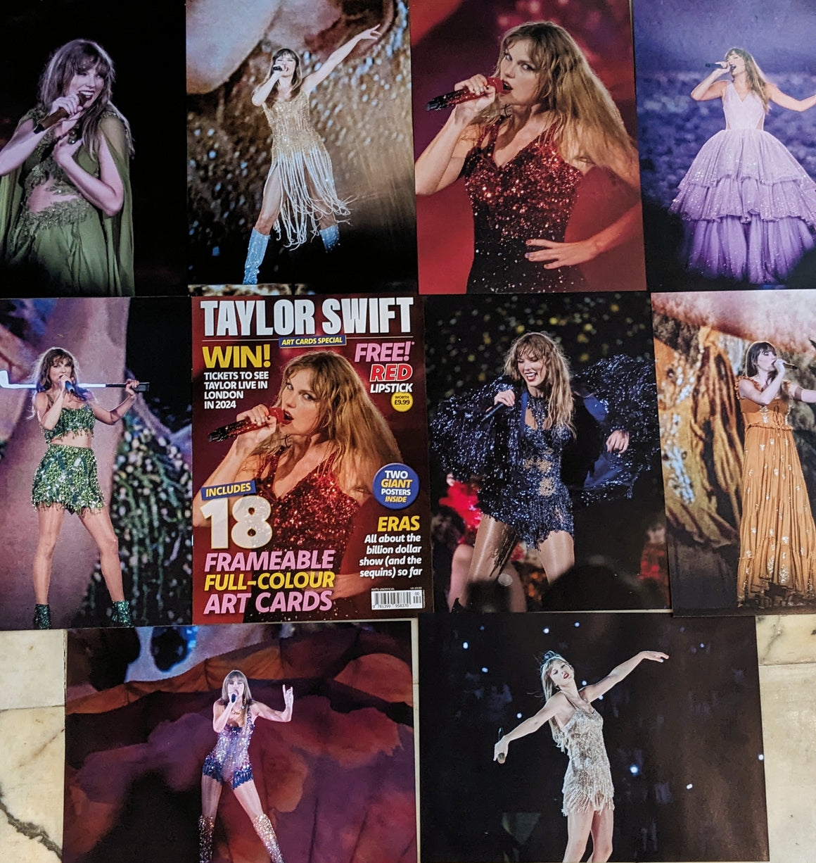 TAYLOR SWIFT MAGAZINE WITH 18 A4 FRAMEABLE ART CARDS & GIANT POSTERS