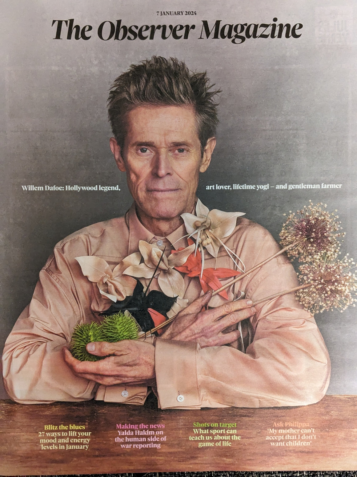 UK OBSERVER Magazine 7th January 2024 WILLEM DAFOE COVER FEATURE