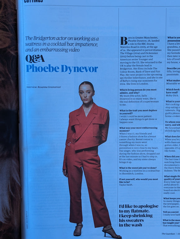 PET SHOP BOYS Phoebe Dynevor Interview UK Guardian Magazine Feb 2024
