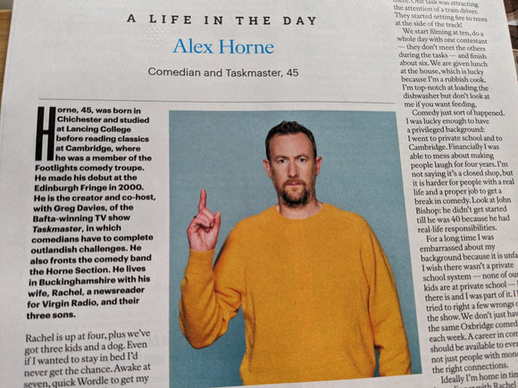 SUNDAY TIMES magazine 11 February 2024 ALEX HORNE Taskmaster
