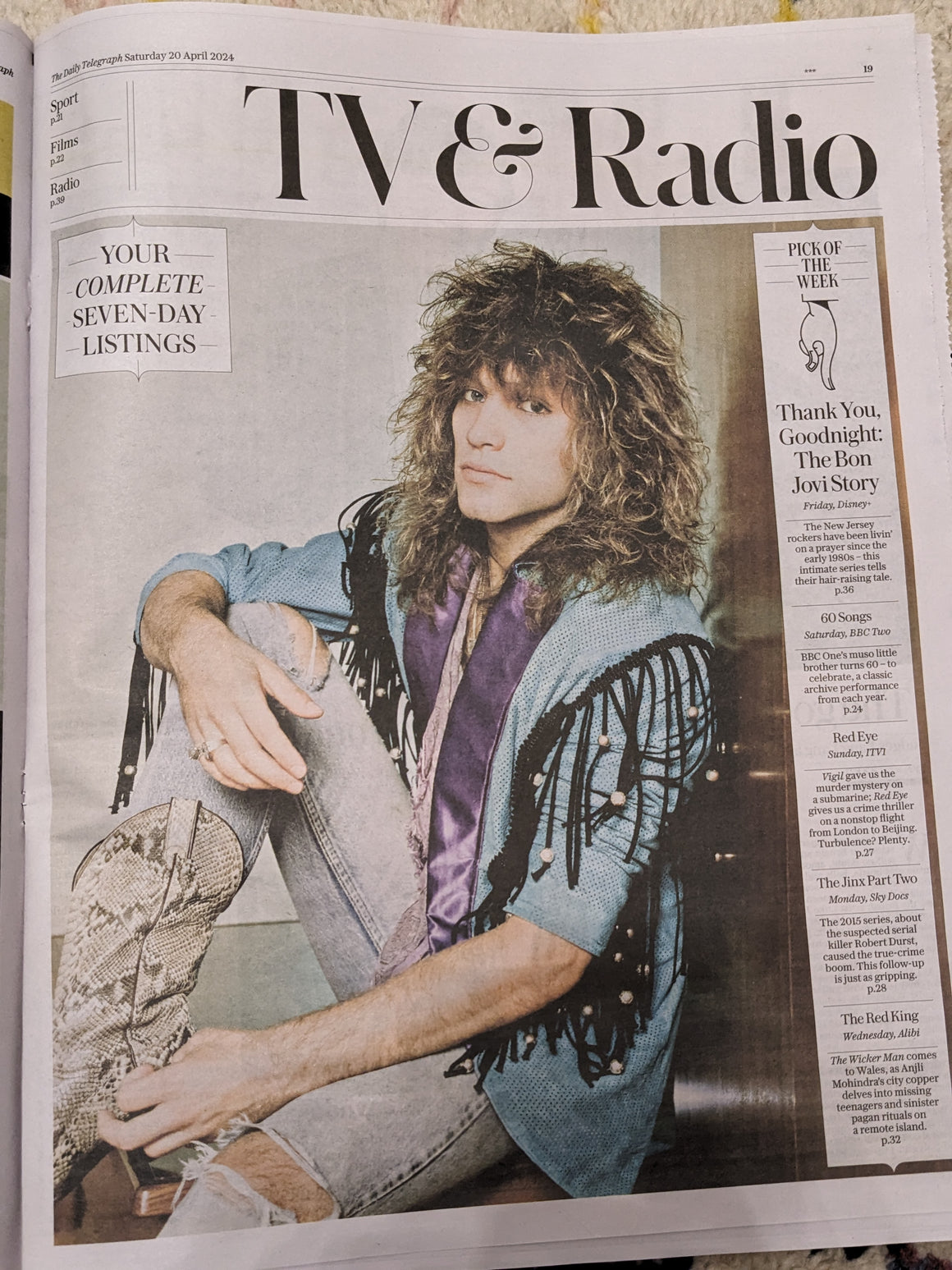 Telegraph Review 20/04/2024 Jon Bon Jovi St Vincent