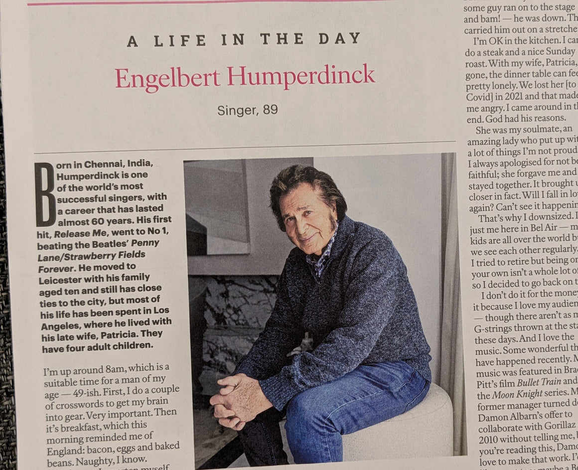 Sunday Times Magazine 7 Sept 2025 Engelbert Humperdinck