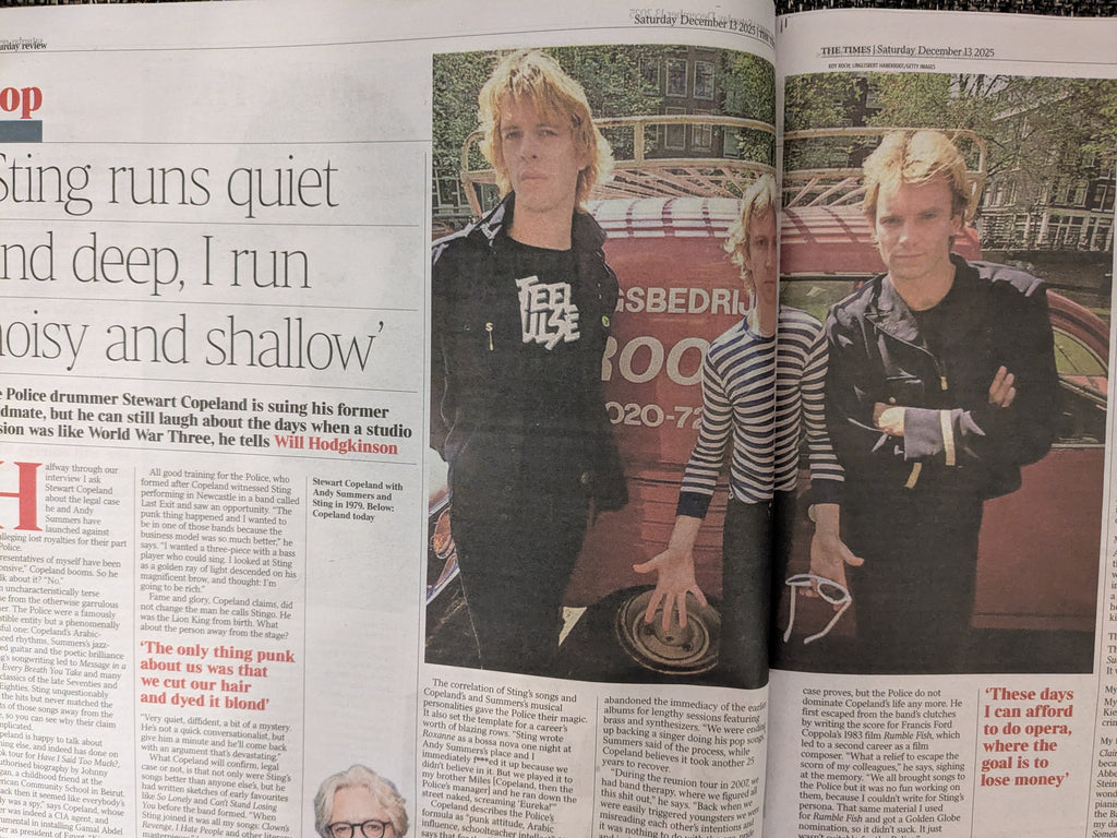 TIMES REVIEW 13th December 2025 The Police Stewart Copeland Sting