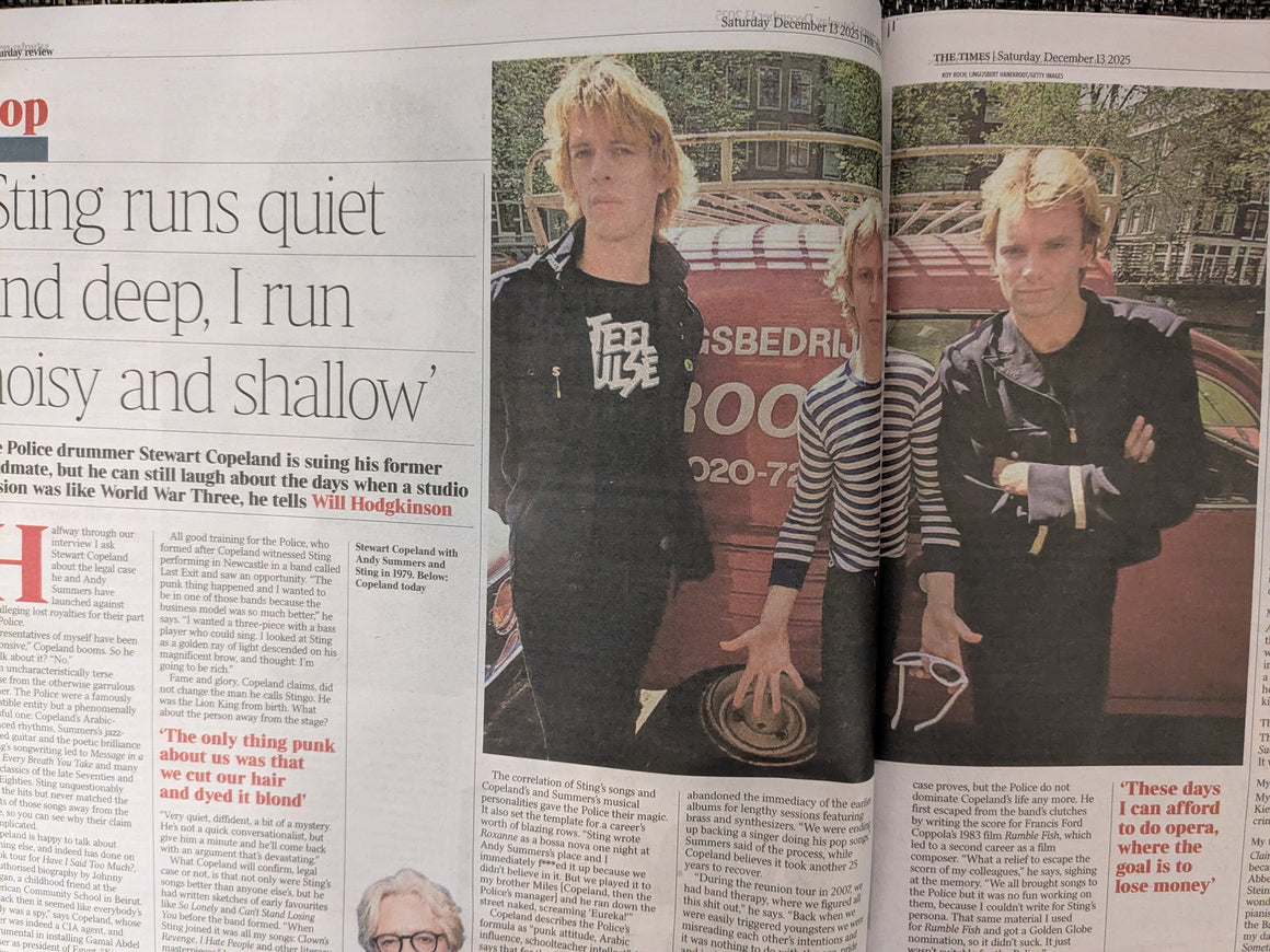 TIMES REVIEW 13th December 2025 The Police Stewart Copeland Sting