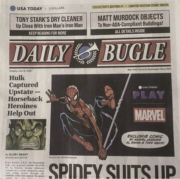 Daily Bugle Collector’s Edition Marvel Spider-Man USA TODAY Newspaper