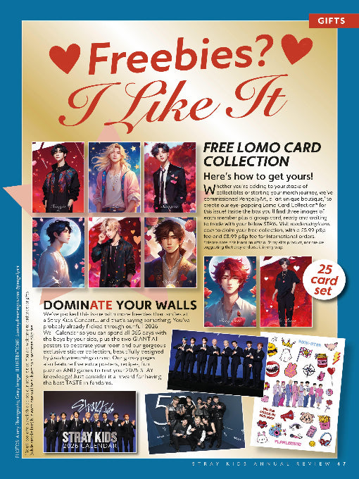 Stray Kids Annual Review magazine 2025 Includes: 2026 Wall calendar, posters, stickers