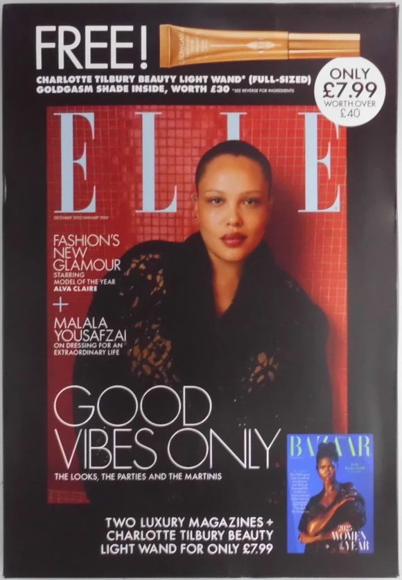 Elle UK magazine 25/Jan 26 Malala Yousafzai Charlotte Tilbury - Goldgasm shade
