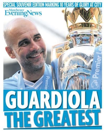 PEP GUARDIOLA : THE GREATEST Man City Souvenir Issue