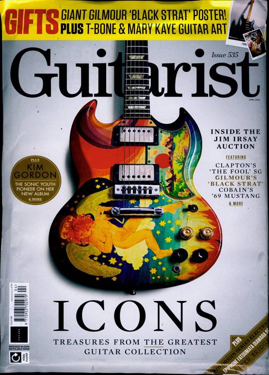 Guitarist magazine April 2026 Guitar Icons: The Jim Irsay auction + Free David Gilmour “Black Strat” poster