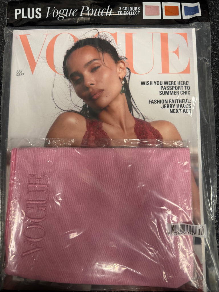 British Vogue July 2026 Zoë Kravitz Cover + Pink Vogue Pouch