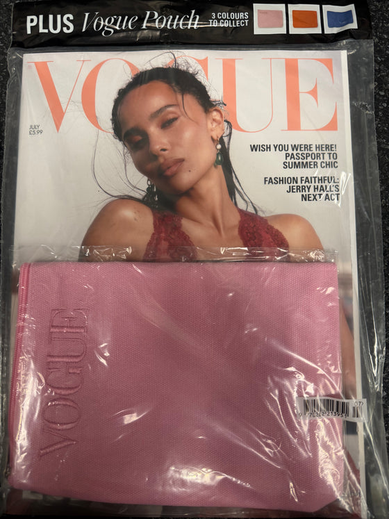 British Vogue July 2026 Zoë Kravitz Cover + Pink Vogue Pouch