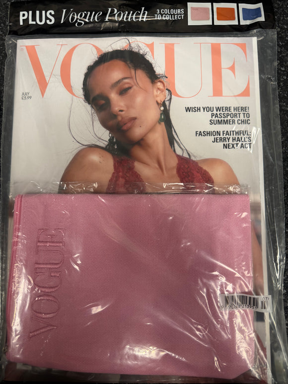 British Vogue July 2026 Zoë Kravitz Cover + Pink Vogue Pouch