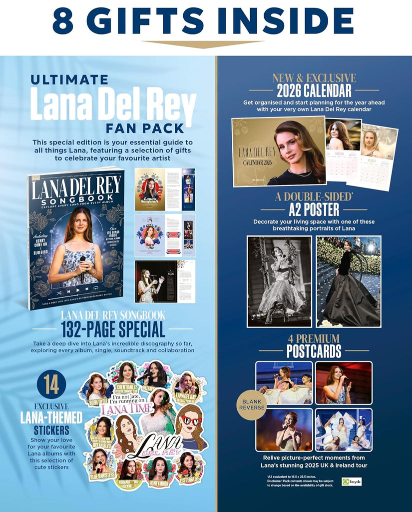 Ultimate LANA DEL REY FAN PACK 2025 - Exclusive 2026 Calendar, Postcards, Poster, Stickers
