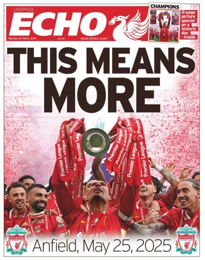 LIVERPOOL ECHO 26-May-2025 Liverpool FC Champions 2024/25 Trophy Lift Special