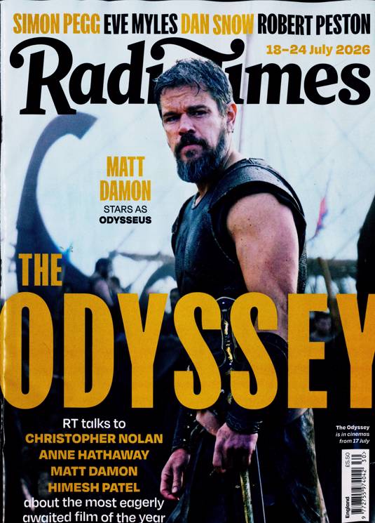 Radio Times Magazine 18 July 2026 - Matt Damon The Odyssey - Christopher Nolan, Anne Hathaway