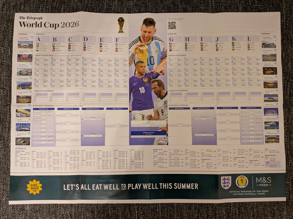 The Telegraph FIFA USA World Cup 2026 Fixtures Giant Wallchart