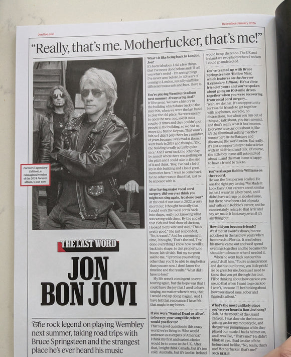 ROLLING STONE UK Magazine Dec/Jan 2026 Jon Bon Jovi