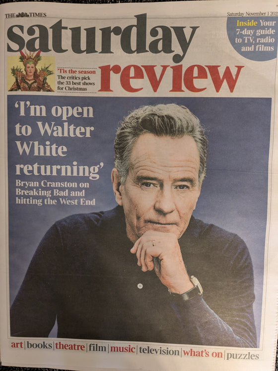 TIMES REVIEW 1th November 2025 BRYAN CRANSTON Tom Hiddleston Gillian Anderson