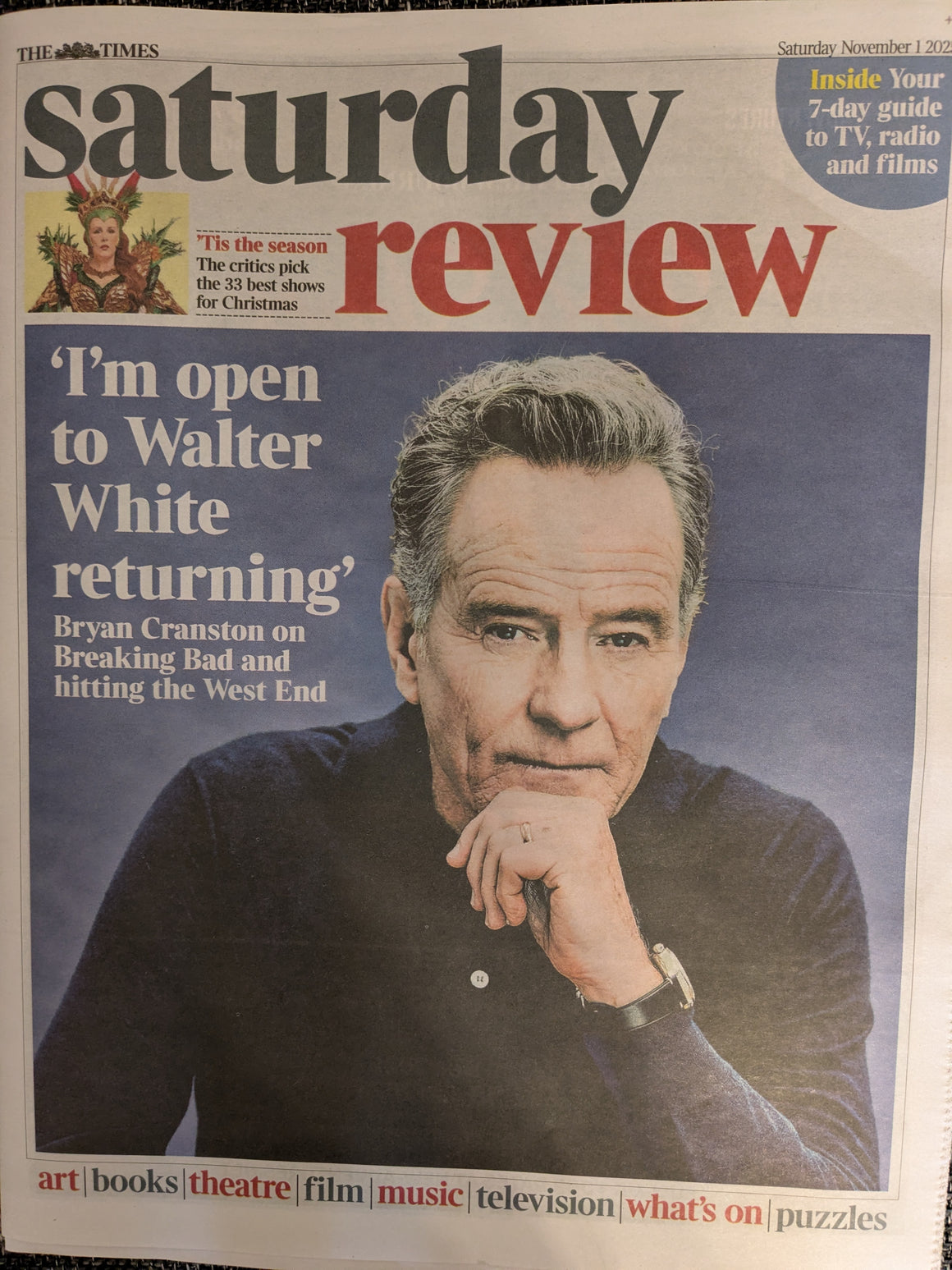 TIMES REVIEW 1th November 2025 BRYAN CRANSTON Tom Hiddleston Gillian Anderson