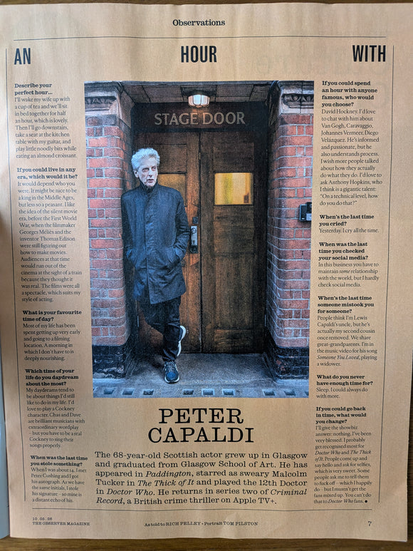 OBSERVER Magazine 10 May 2026 Peter Capaldi Dr Who.