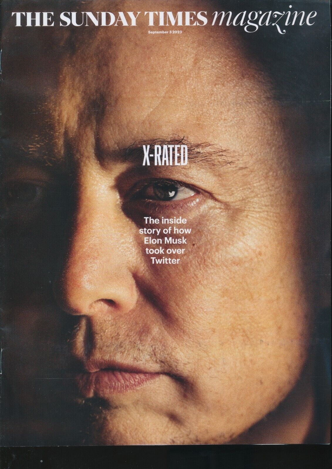 SUNDAY TIMES magazine 3 September 2023 - Elon Musk cover and interview TESLA